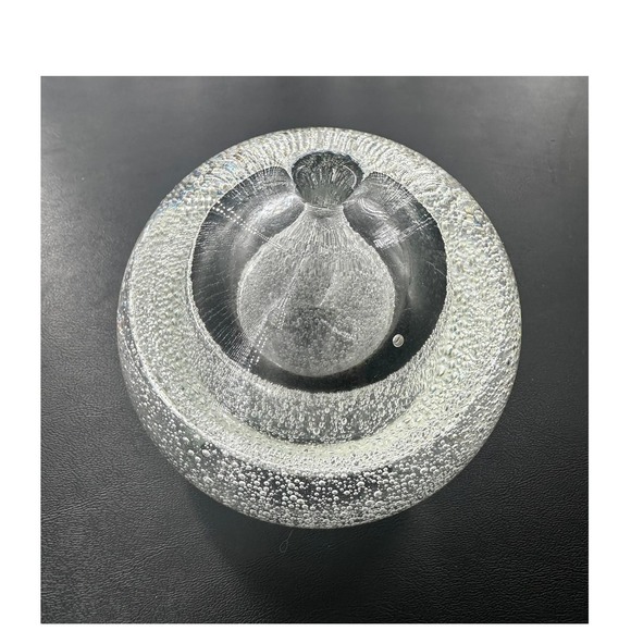 Glass Bud Vase 4in Clear Controlled Bubble Sphere Paperweight